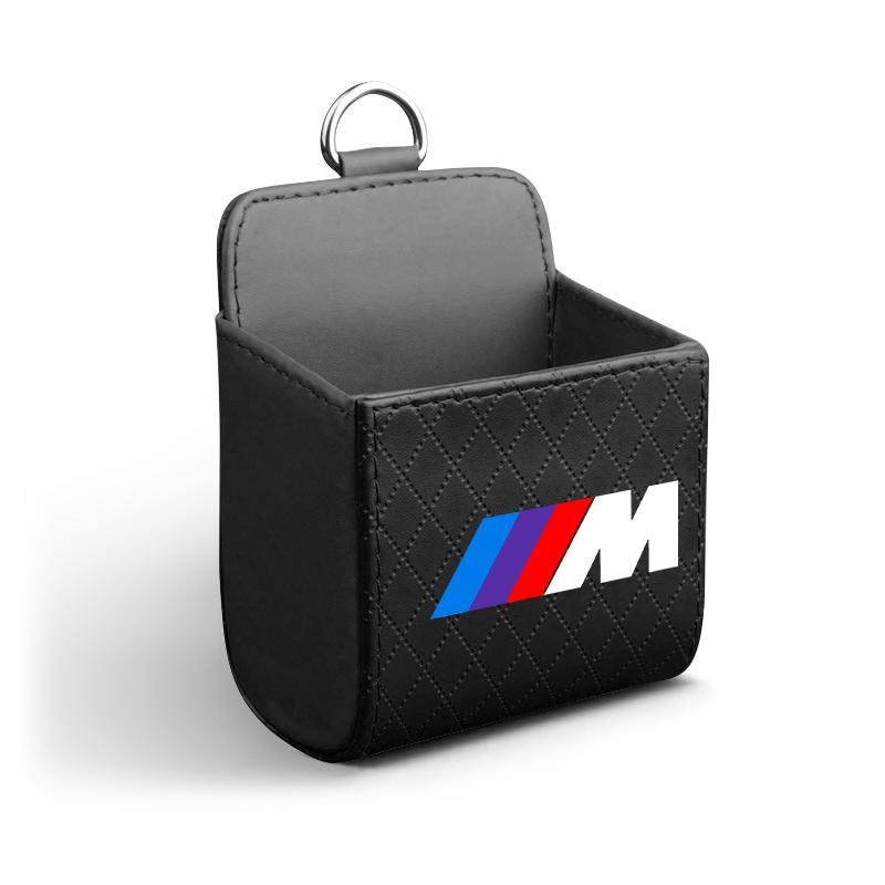 M LOGO Car Storage Bag Car Air Outlet Debris Bag Leather Organizer Box For BMW E46 E39 E90 E60 E36 F30 F10 E34 E30 F20 E92 M3 M4 M5 X3 X4 X5 X6 X7