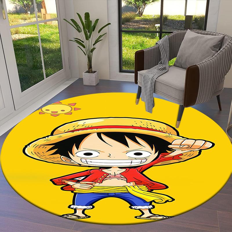 One Piece Monkey D Luffy Round Area Rug Carpet Rug For Living Room Bedroom Sofa Playroom Decor Nonslip Floor Mat