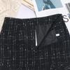 2023 Plaid Tweed High-Waisted Fishtail Mini Skirt