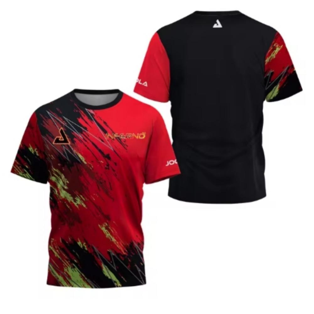 New Men's T-shirt Summer Fashion Table Tennis Flower Printed Short Sleeved Badminton Tennis Quick Drying Short Sleeved Men'