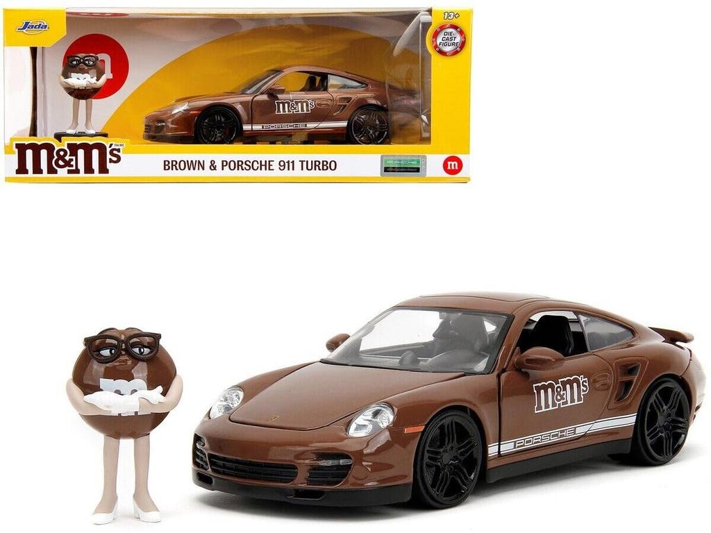 JADA TOYS M Hnědá Figurka Porsche 911 Turbo Hollywood Ride M Hnědé Mini Auto 1/24 & M's & & M's [Položka]