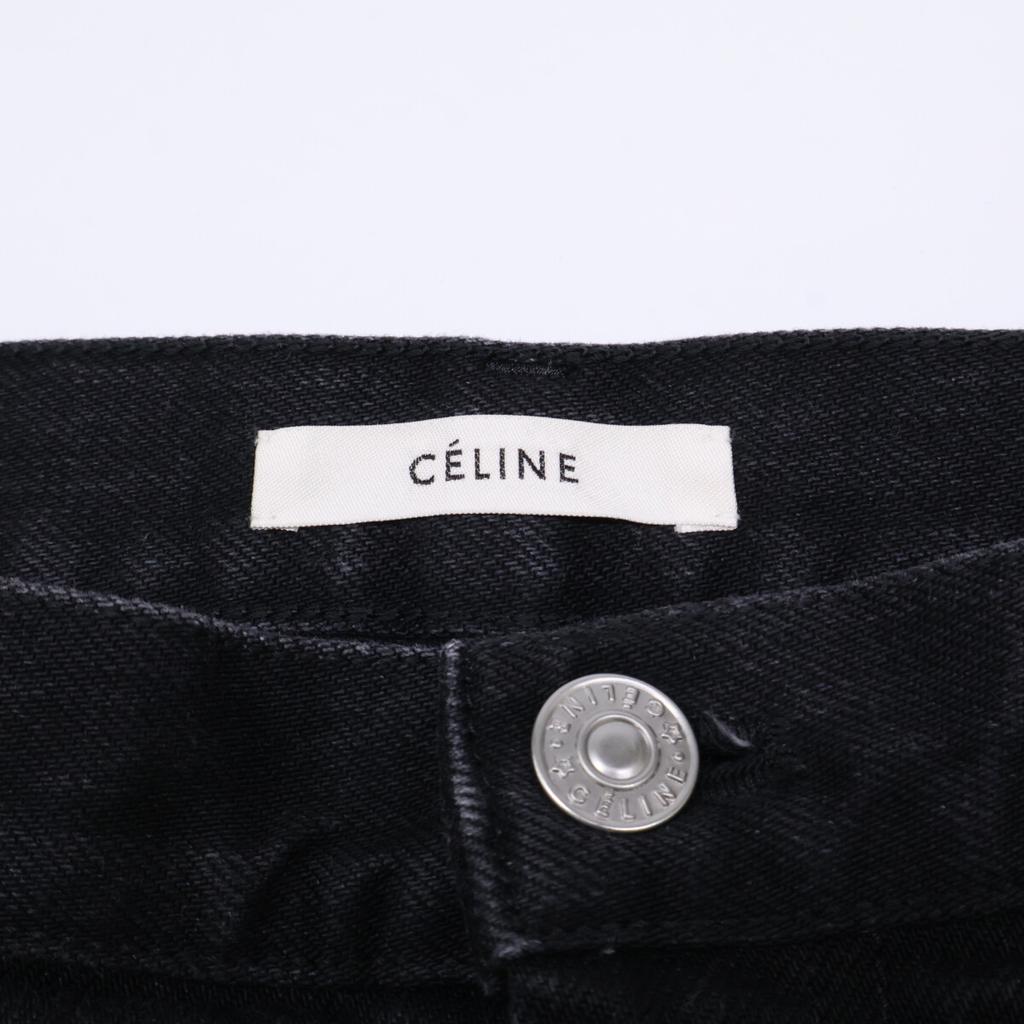 CELINE 2 1V89/523B Phoebe Black Cut-Off Denim Pants Bottoms 34 blackUsed