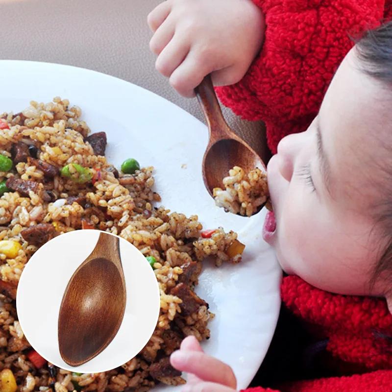 Ahşap Çorba Kaşığı Mutfak Bar Malzemeleri Ahşap Bal İçmek İçin Kahve Yeniden Kullanılabilir Kahverengi Saplı Yemek Karıştırma Karıştırma Pişirme