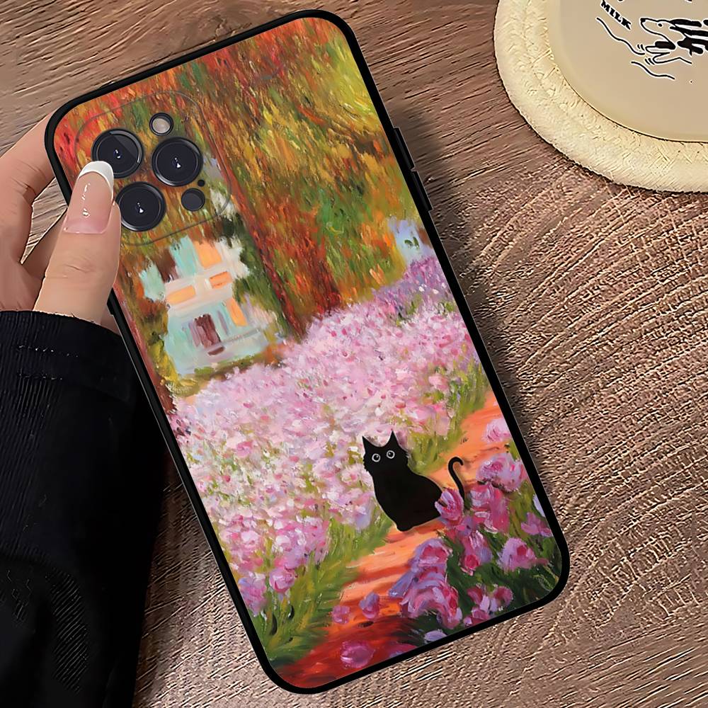 Funny Cats Van Gogh Phone Case For IPhone 16 17 Air 15 14 13 12 11 Pro Max 16E Plus Fundas