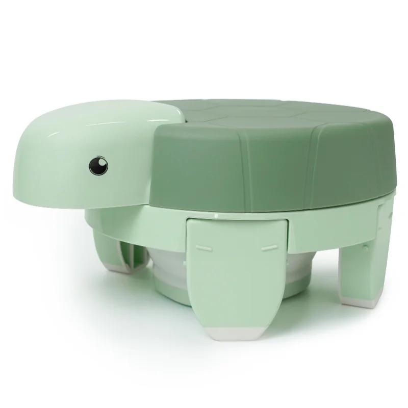 

Training Toilet Turtle Shape 4 in 1 Baby Potty Kids Step Stool Adult Toilet Seat Outdoor Travel Potty Commode 90kg Capacity зелёный