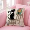 Cartoon Little Black Cat Cute Pillow Case Pattern Printed Pillowcase For Living Room Sofa Cushion Cover & Bedroom Decor