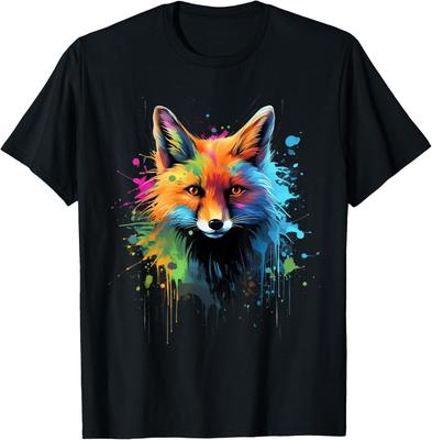 Cool Fox On Colorful Painted Fox T-Shirt