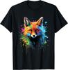 Cool Fox On Colorful Painted Fox T-Shirt