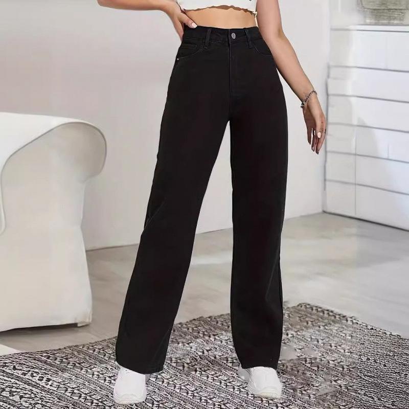 

In Stock: Women s Plus Size Black Straight Leg Loose Denim Jeans 2XL чорний