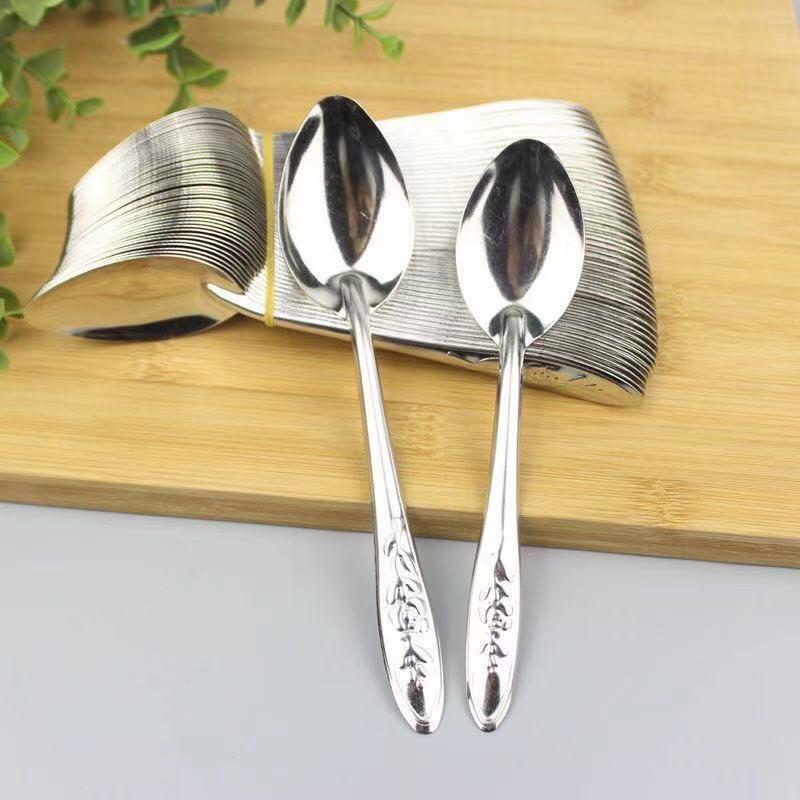 Set of Stainless Steel Long-Handle Watermelon and Fruit Spoons (Disposable)