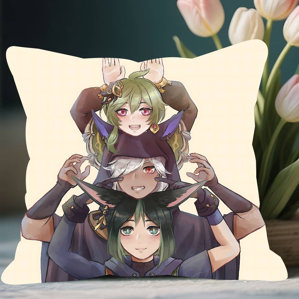 

C-Collei G-Genshin Impact Pillow Cover Sofa Cushion Cover Home Room Decoration Children Gift 12x12Inch
