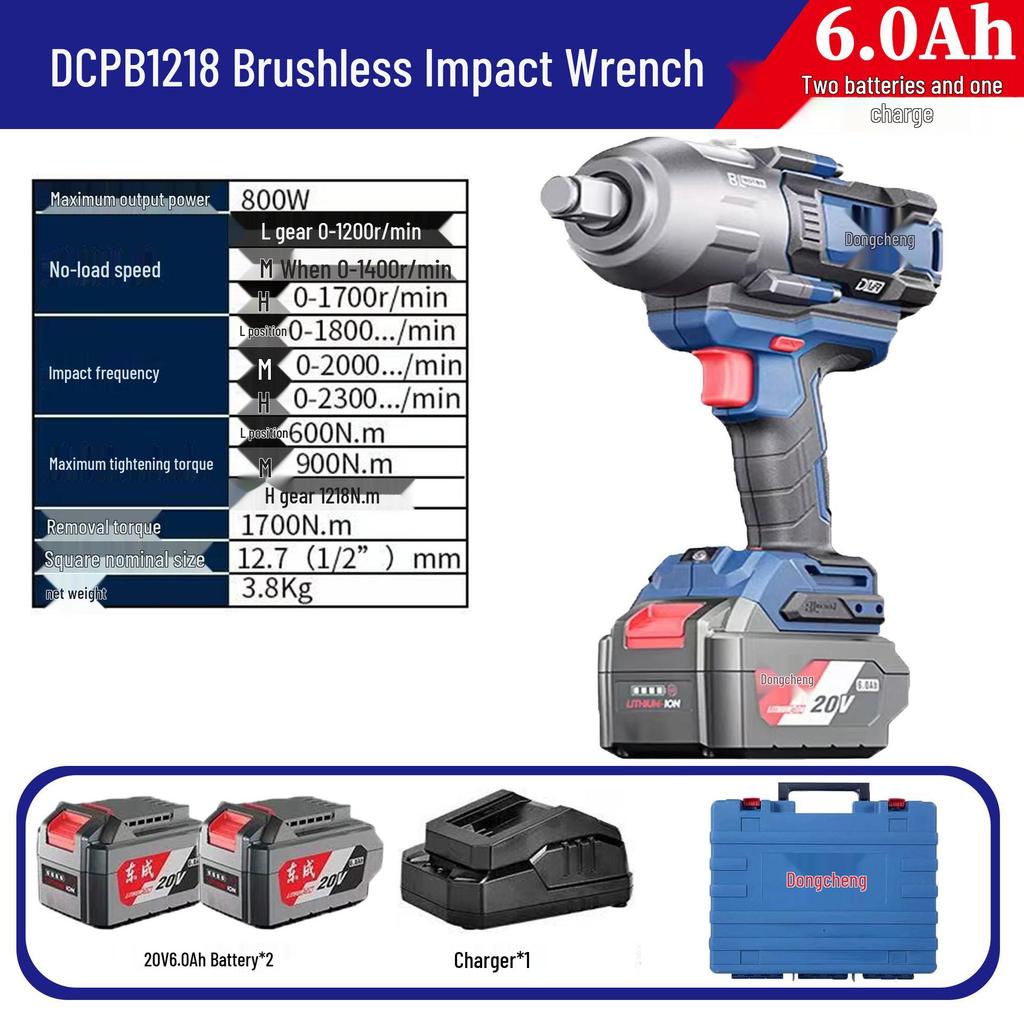 Dongcheng DCPB1218 High Torque Brushless Electric Impact Wrench with Lithium Battery