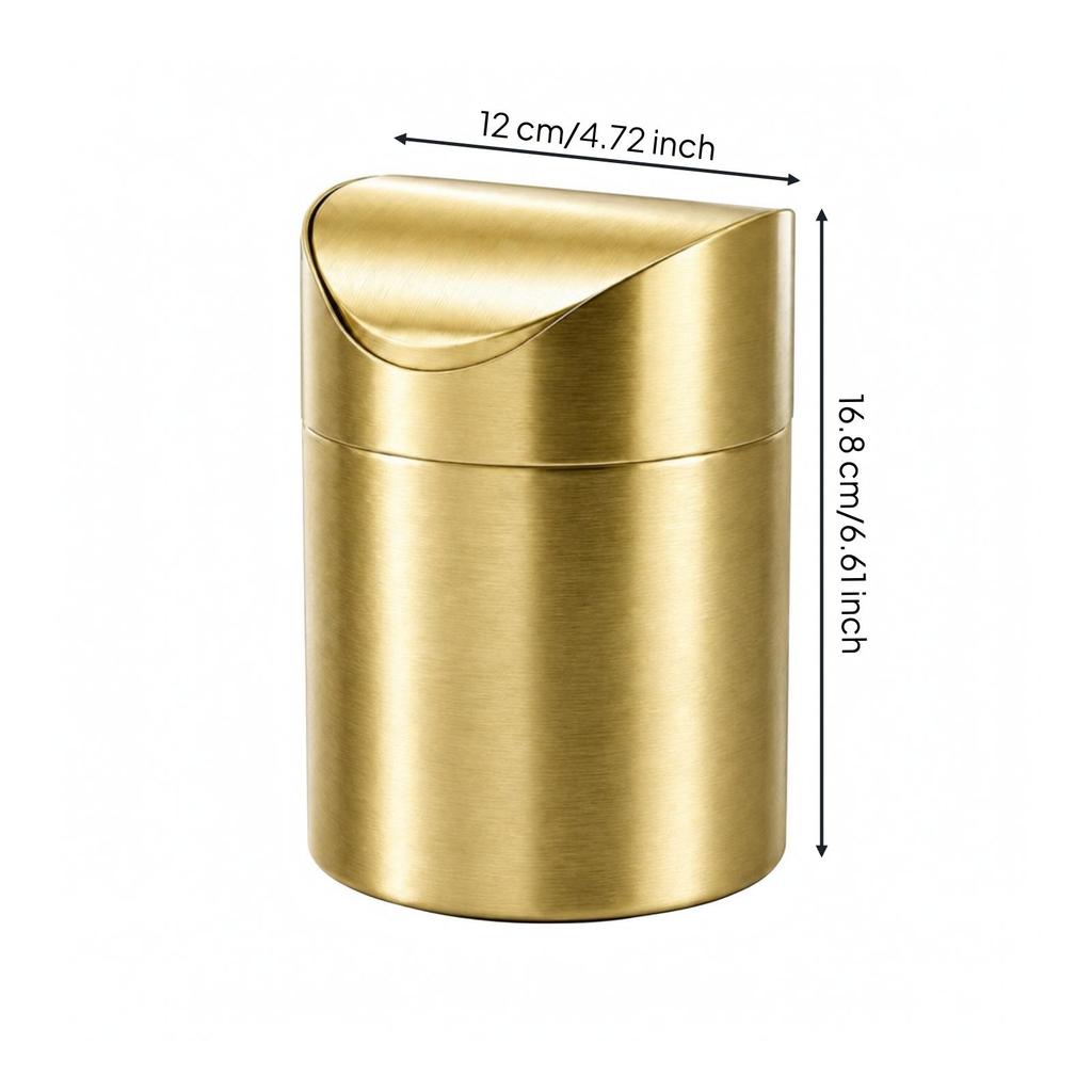 Tragbarer Schreibtisch-Mülleimer 304 Edelstahl Mini-Müllbehälter mit Deckel