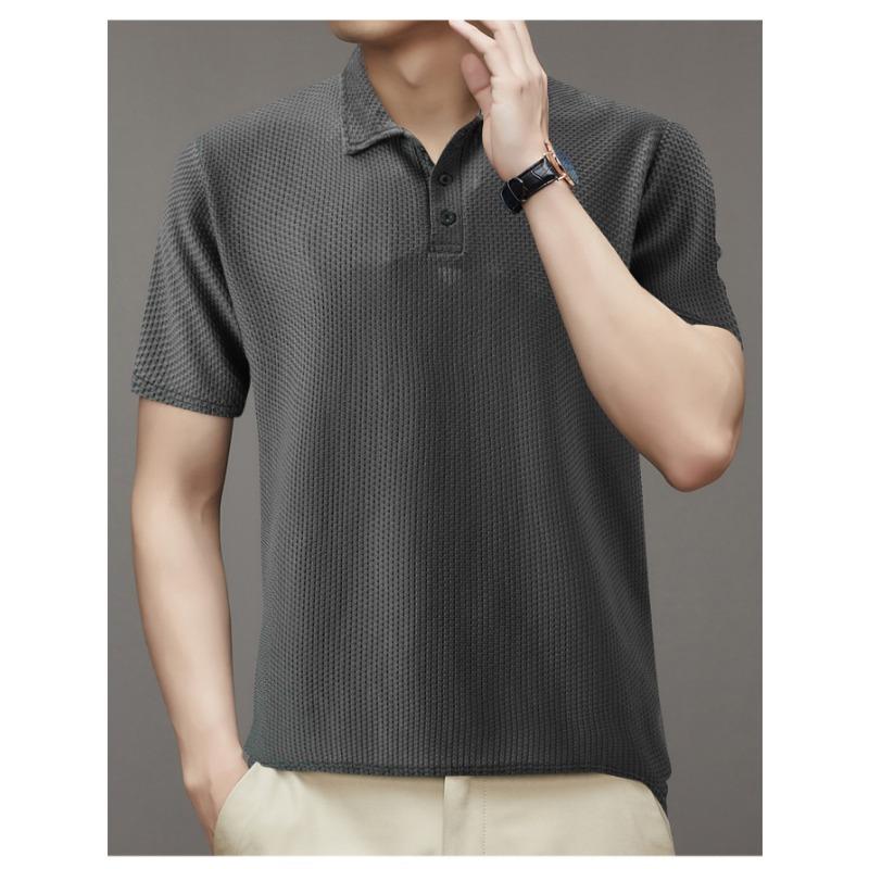 

Men s Summer Button-down Short-sleeved Polo Shirt XXXL темно-сірий