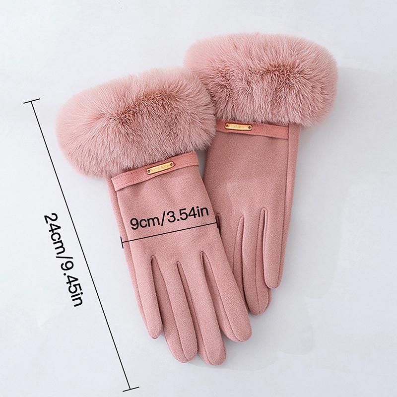 Thick Plush Sleeves Suede Gloves Short Soft And Warm Solid Color Gloves Autumn And Winter Outdoor Cycling Windproof Gloves