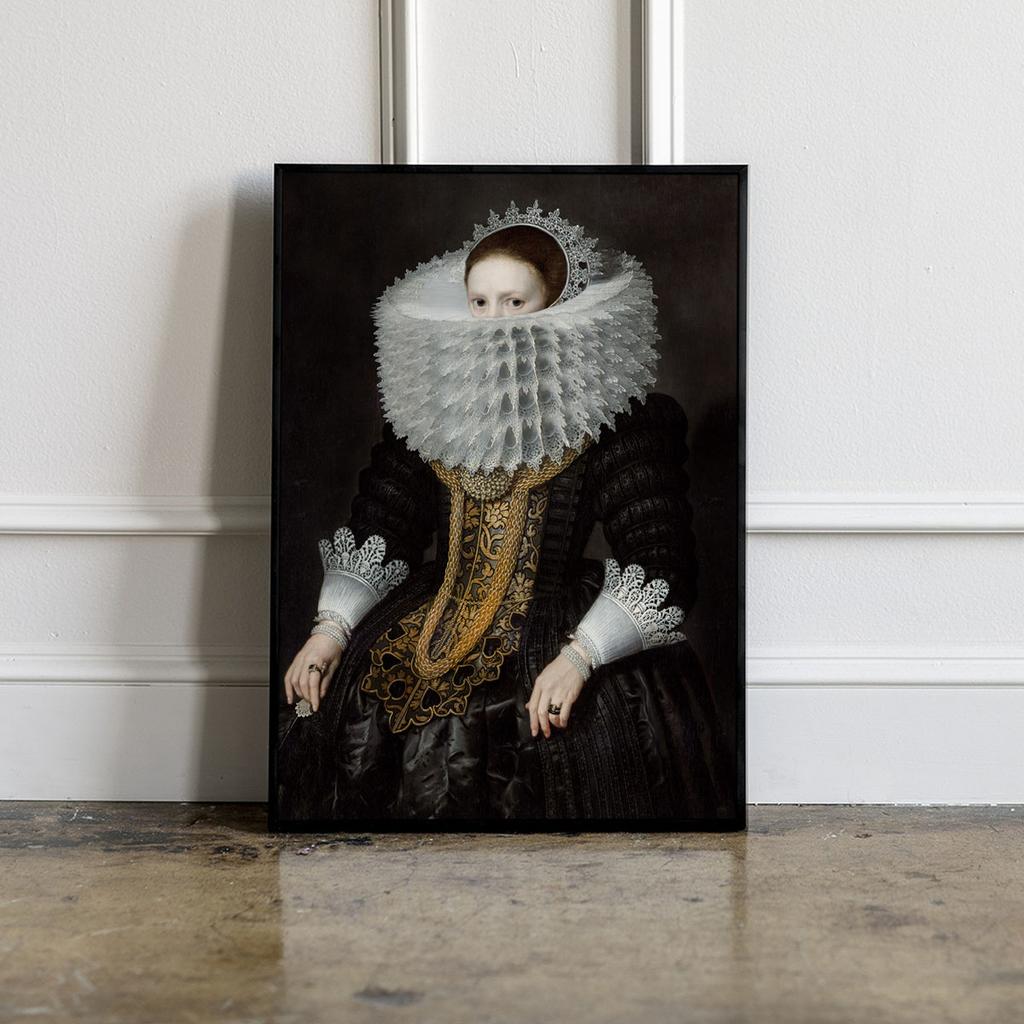 Plakat portret gorset koronka