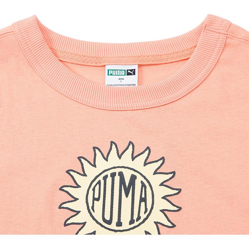 PUMA Downtown Graphic Fun Print Crew Neck Short Sleeve Drop Shoulder T-Shirt Men Tops Peach 535400-28