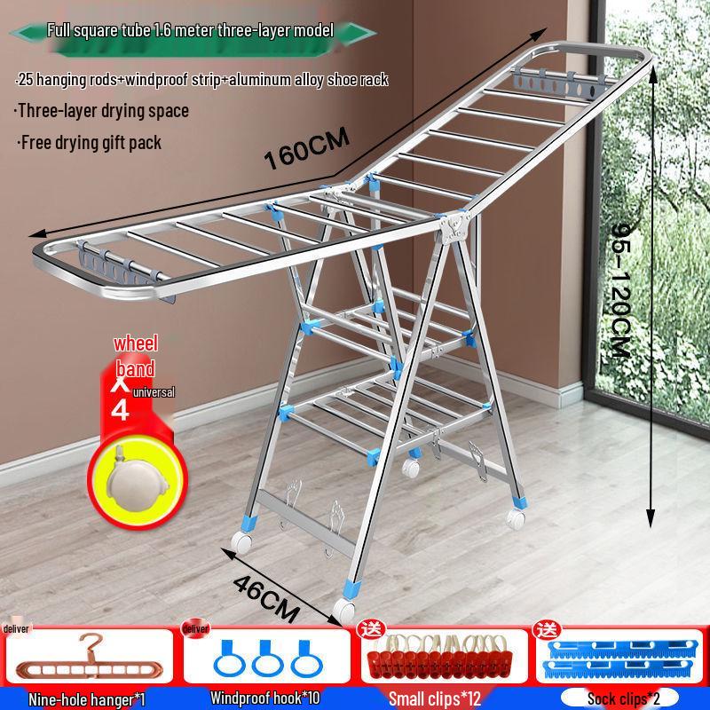 Foldable Stainless Steel Clothes Rack for Indoor/Outdoor Use