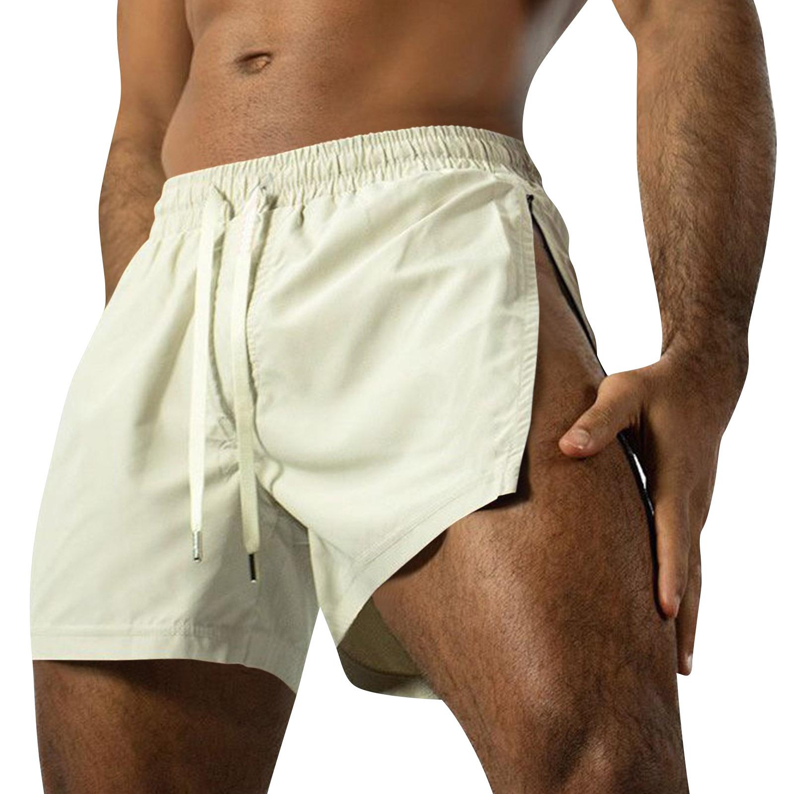 

Men s Drawstring Split Shorts Casual Sports And Fitness Shorts XL жовтий