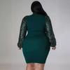Women's Dress Plus Size Sexy Solid Colour Sequins Bubble Sleeve Dresses