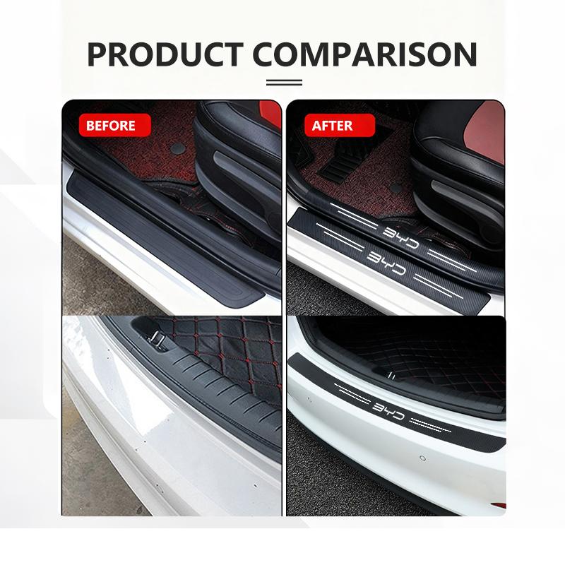 Car Door Sill Scuff Plate Decor Carbon Fiber Stickers For BYD Atto F0 G3 I3 Ea1 F3 E6 Yuan Plus Song Max Tang Dmi