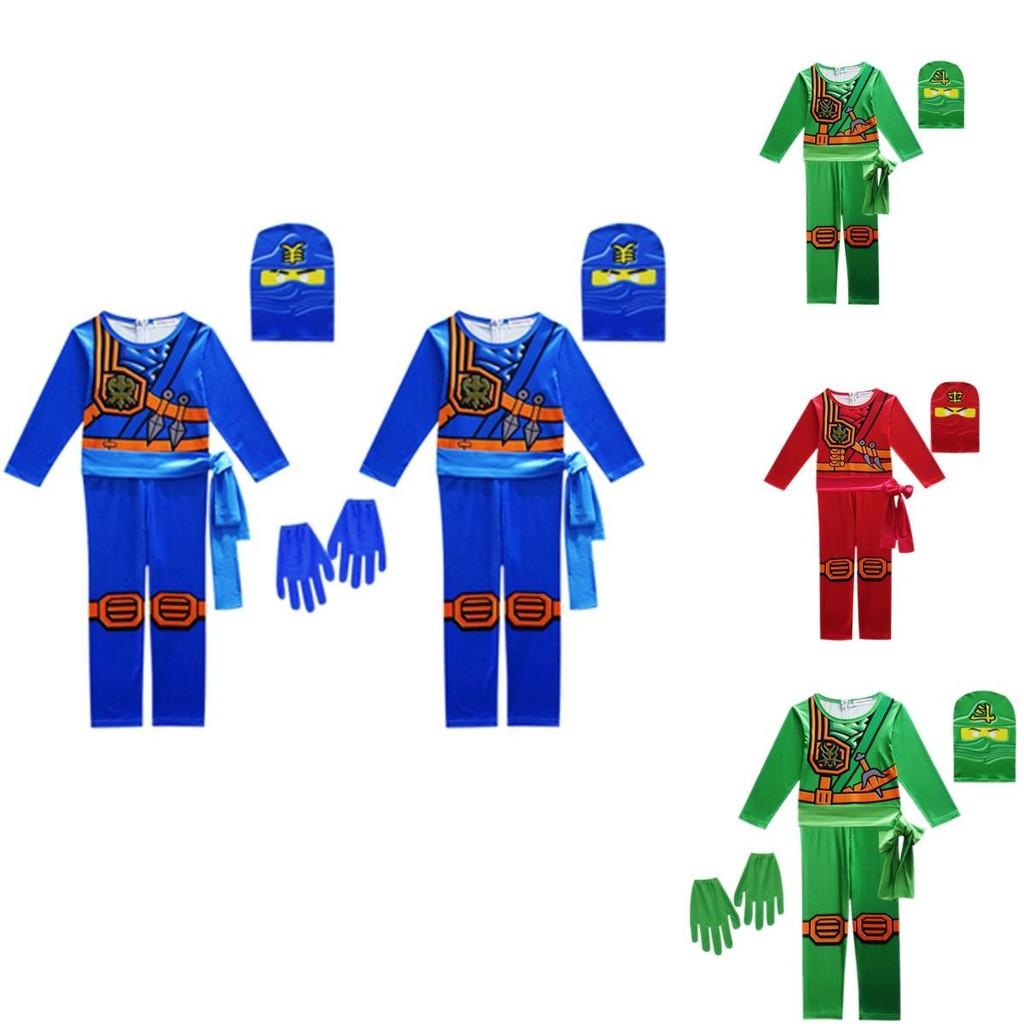 Cool Ninjago Inspired Kids Cosplay Party Clothes Set With Glove Hat And Jumpsuit
