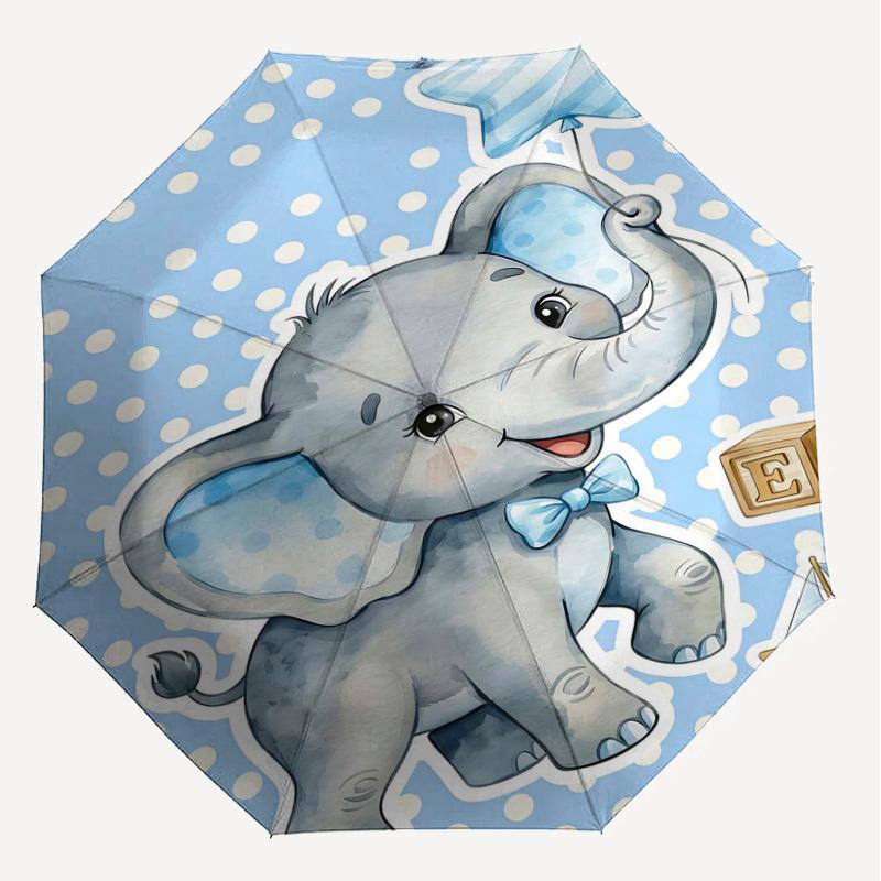 1PC Elephant Umbrella-8-Rib Reinforced, Automatic Open, Lightweight & Durable, Fashion Accessory for Outdoor, H0416