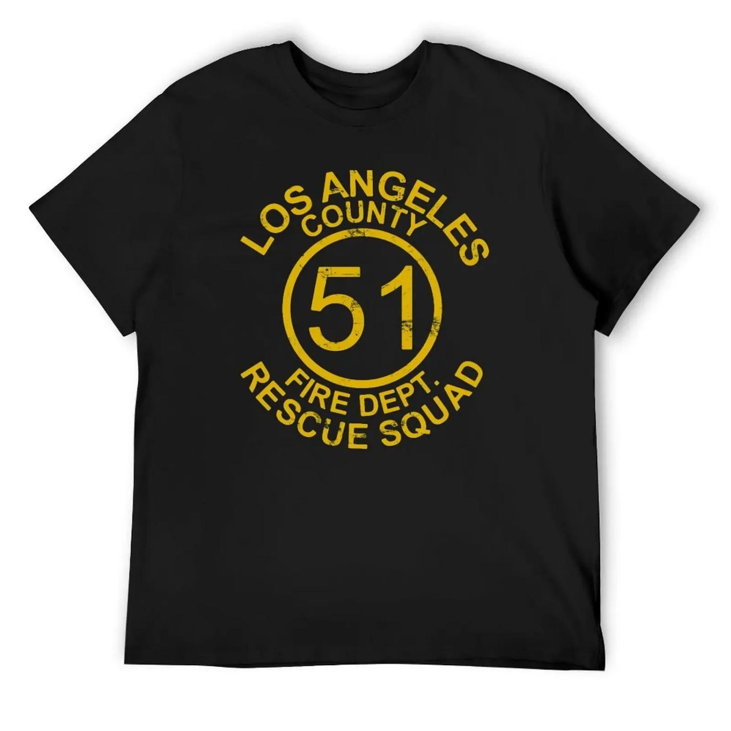 

Los Angeles Fire Rescue 51 Vintage Look T-Shirt T-shirts oversize oversized anime stuff cute tops Men s cotton t-shirt XXXXXL чорний