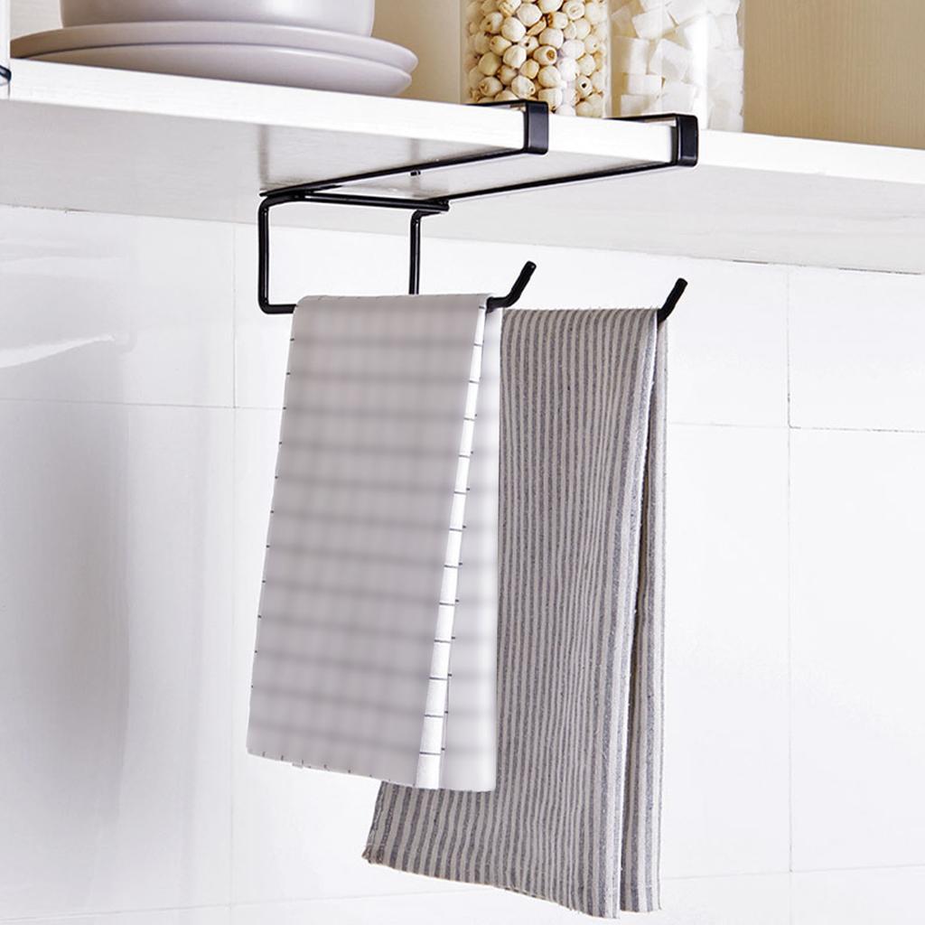 Under Cabinet Paper Towel Holder Dual Hanging Rack Multifunction Metal Kitchen Paper Towel Holder