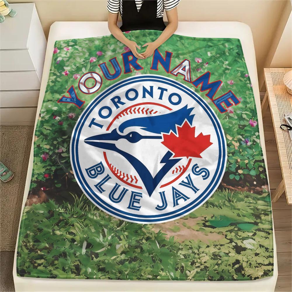 Custom Name Toronto Blue Jays2 Flannel Blanket, High quality Comfortable for All Seasons, Home Decor, Warmth and Comfort