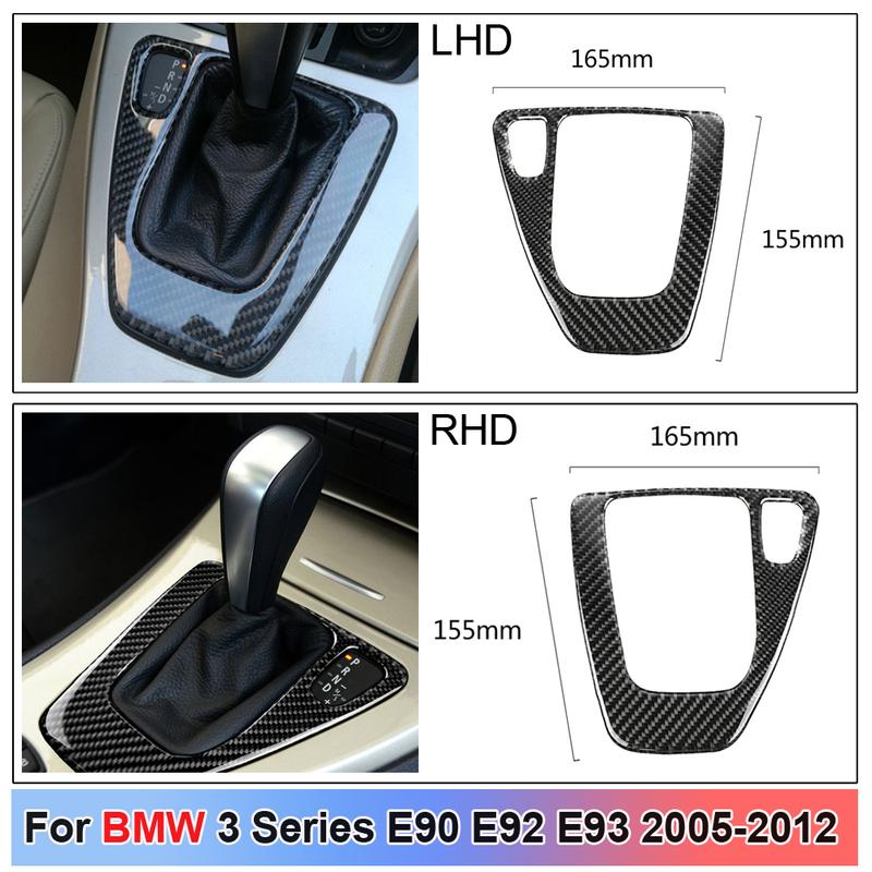 LHD Carbon Fiber Auto Center Control Gear Shift Panel Cover Sticker Interior Decoration Accessories For BMW 3 Series E90 E92 E93