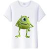Kawaii Disney Monsters, Inc. Women T-Shirt White Female TShirt Short Sleeve Tops James -P- Sullivan Funny Mr.Q Graphic Men Tees