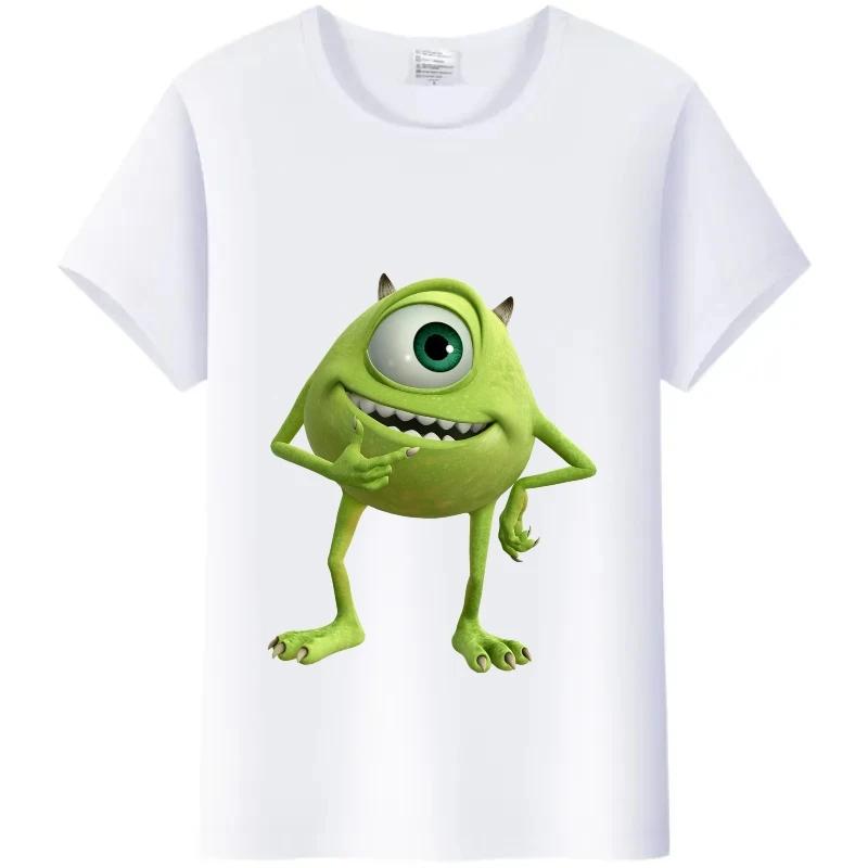 Kawaii Disney Monsters, Inc. Women T-Shirt White Female TShirt Short Sleeve Tops James -P- Sullivan Funny Mr.Q Graphic Men Tees