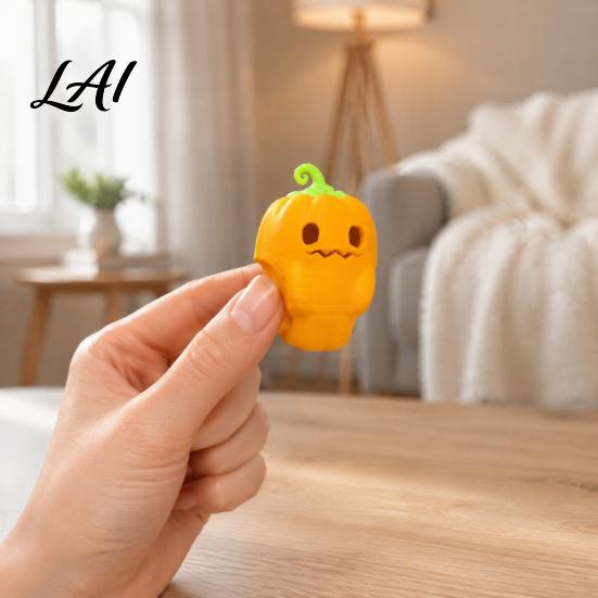 Small Pumpkin Ring, Cartoon Printed Halloween Ring 3D Plastic Costume Jewelry Finger Festive Accessory