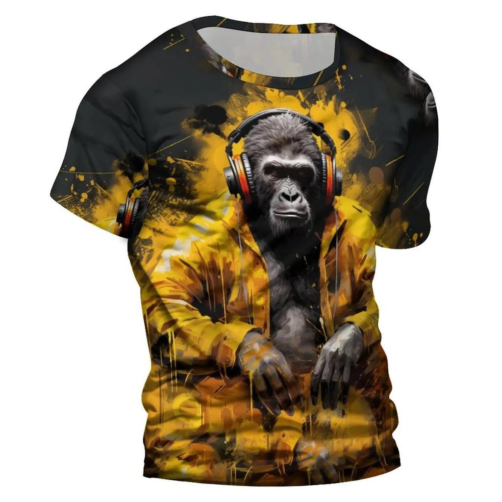 Chimpanzees 3D Tshirt For Men Fashion Hip Hop O-neck Short Sleeve Tops Harajuku Men's T-shirts Oversized Tees Shirt Man Clothing