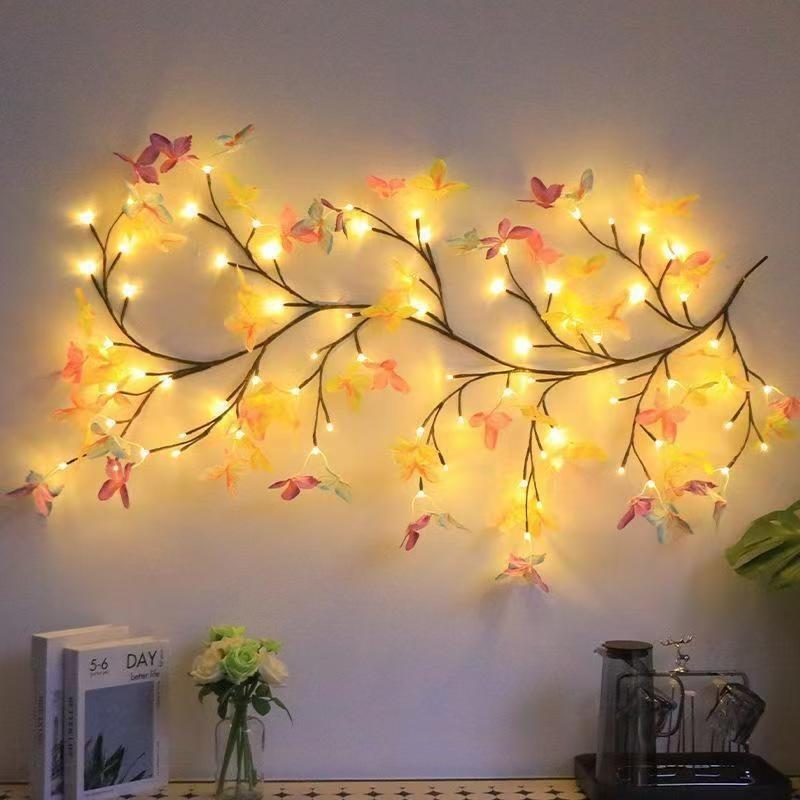 1PC Vine Light LED Styling Rattan Light Pose Leaf Plum Flower Decoration Wall Romantic Atmosphere Tree Branches 48 Lights