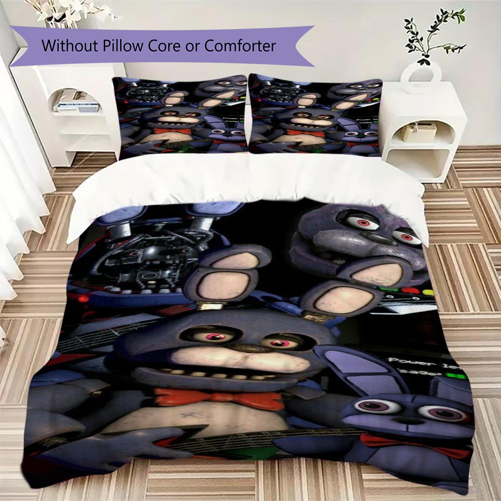 Five Nights Freddy'S Animatronic-Köpfe Dreiteiliges Set Ohne Kern 1 Bettbezug 2 Kissenbezug Ohne Kern Weihnachts-Geburtstagsgeschenk