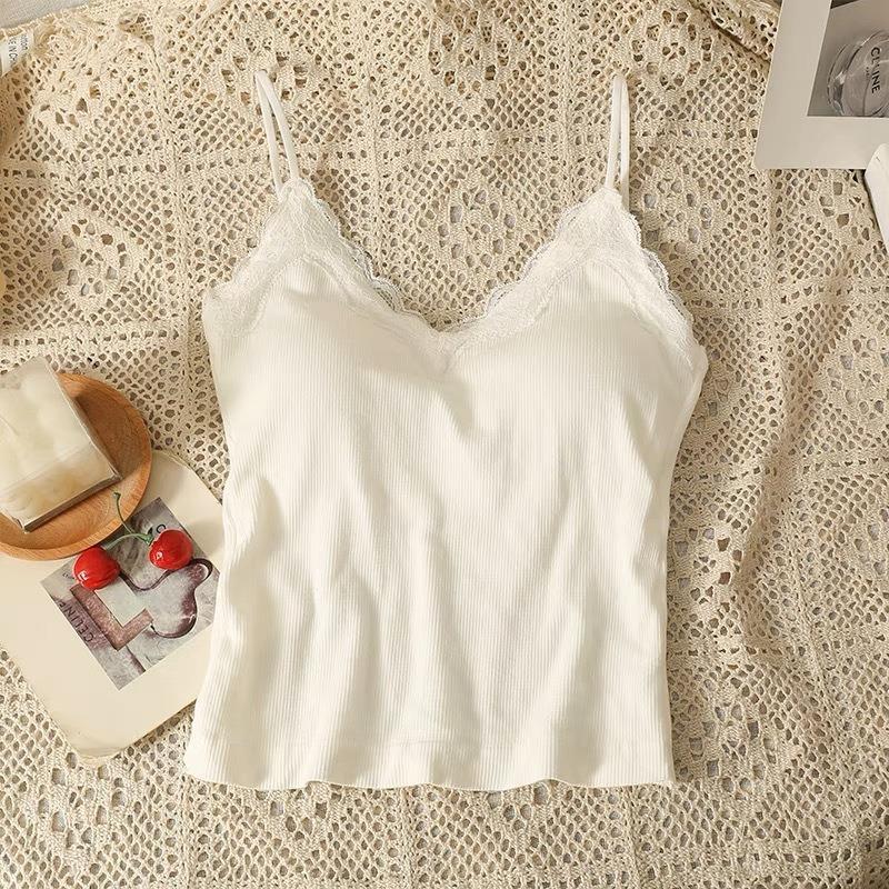 New non-marking lace beauty back sling vest women's inner anti-light outer wear integrated fixed cup with chest pad wrap