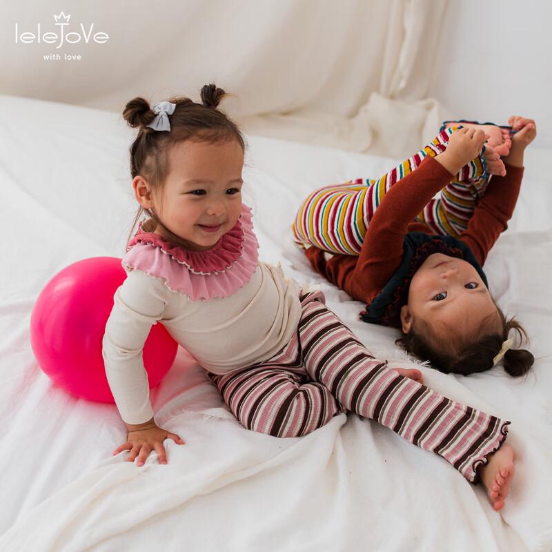 LELE JOVE Girls  Nordic Style Striped Flare Leggings 100 cm