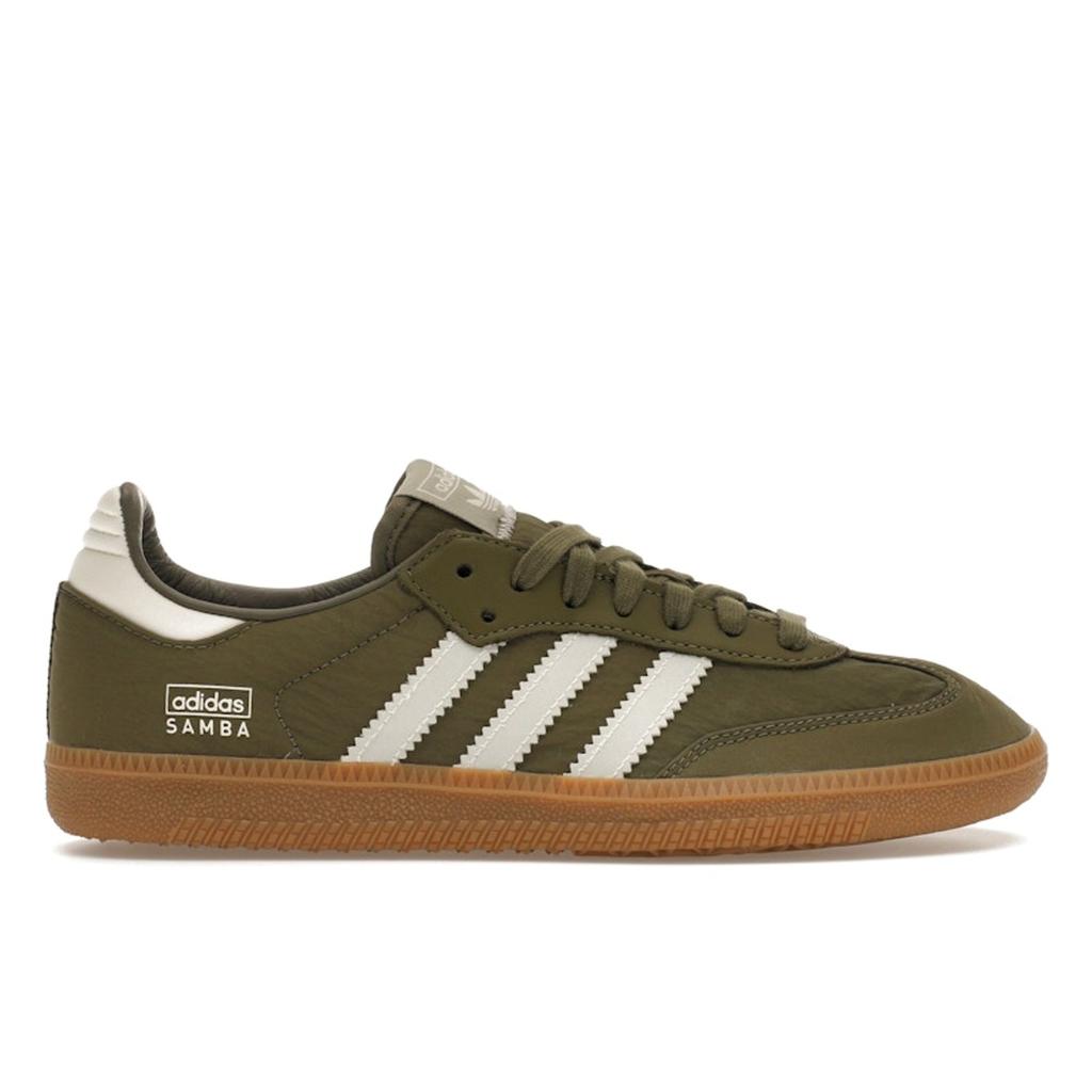 Adidas Samba OG ამრეკლავი ნეილონის პაკეტი - Focus Olive Unisex Sneakers Green Wonder-White Gum IE3440