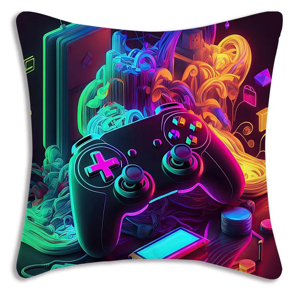 Cool Game Handle Printed Pillowcase, Bedroom Room Decoration, Game Hall Sofa Chair Cushion Cover, Decoration