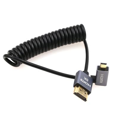 Eonvic 8K HDMI zu Micro HDMI Rechtwinkliges Hochgeschwindigkeits-48-Gbps-Spiralkabel für Atomos Ninja 48 Gbps Canon und R6 2.1 Kabel, V, 4K-60P Aufnahme, HDMI,