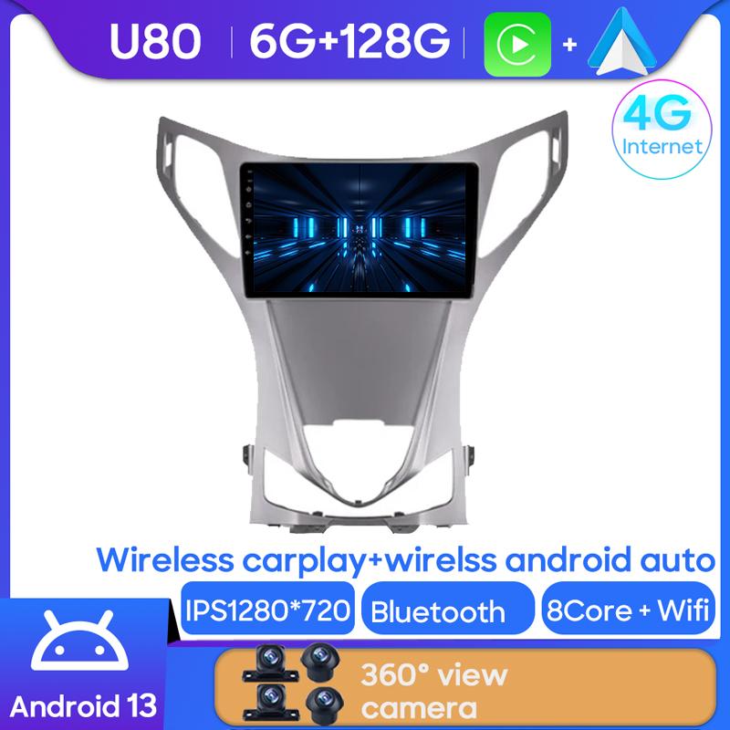 Android 14 For Hyundai Azera 2 II 2011-2014 Car Radio Multimedia Central Navigation System 4G GPS BT Carplay Stereo Touch Screen