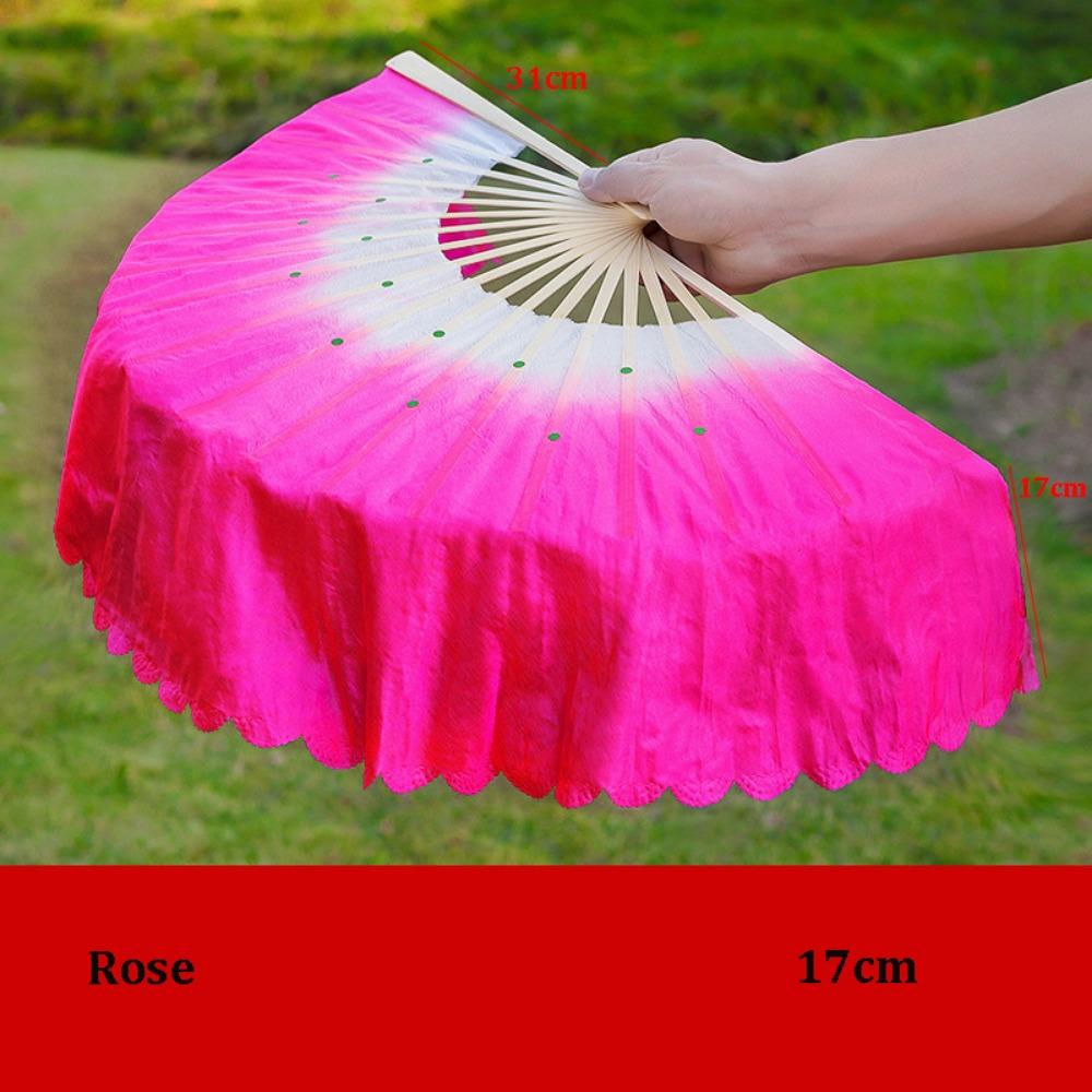 31cm Bamboo Chinese Short Bellydance Fan Multicolors Hand Dye Adults Fan