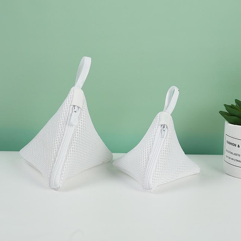 3pcs Zippered Mesh Laundry Bags Triangular Washing Machine Wash Pouch Small Socks Wash Bags Polyester Wash Pouches