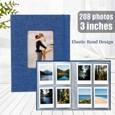 Fabric Photo Album with 208 Pockets Slip-in Picture Albums Linen Cover Memory Book with