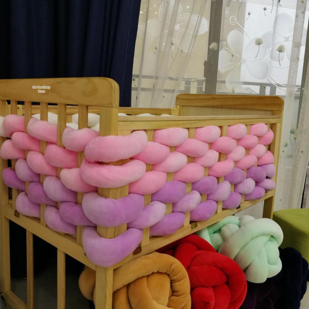 European Single Strand 5cm Cable Knit Baby Bed Bumper - Handmade Anti-Collision & Anti-Fall Decoration