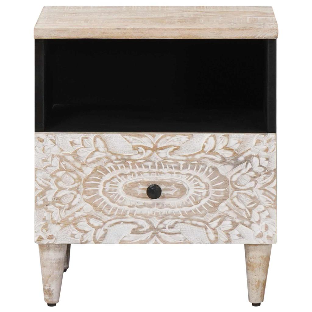 Bedside Table 2 pcs White 40 x 33 x 46 cm Solid Mango Wood