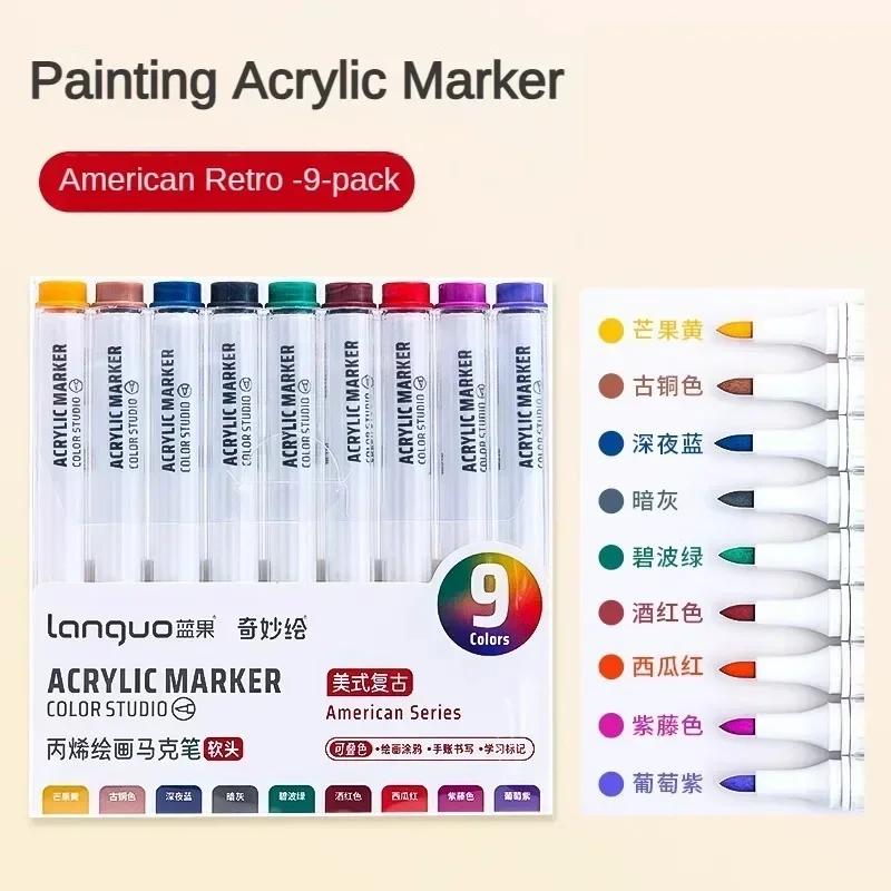 81/72/63/9 Colors Acrylic Paint Marker Pen DIY Painting Drawing for Card Ceramic Stone Mug Glass Fabric Art Supplies Stationery