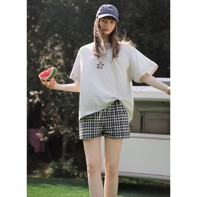TonLion Women's Plaid Casual Mid-Shorts